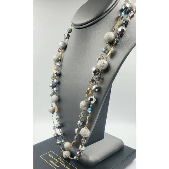 VTG Real Collectibles by Adrienne Long Double Strand Beaded Statement Necklace - Picture 4 of 8